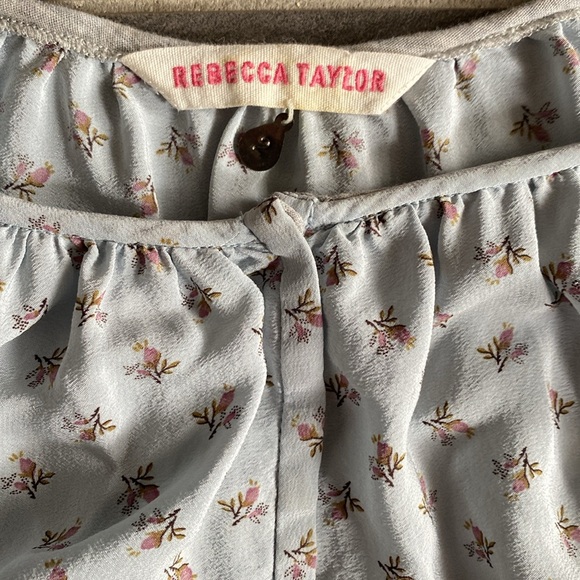 Rebecca Taylor light blue silk floral peasant blouse women’s size‎ 2 - Picture 2 of 6